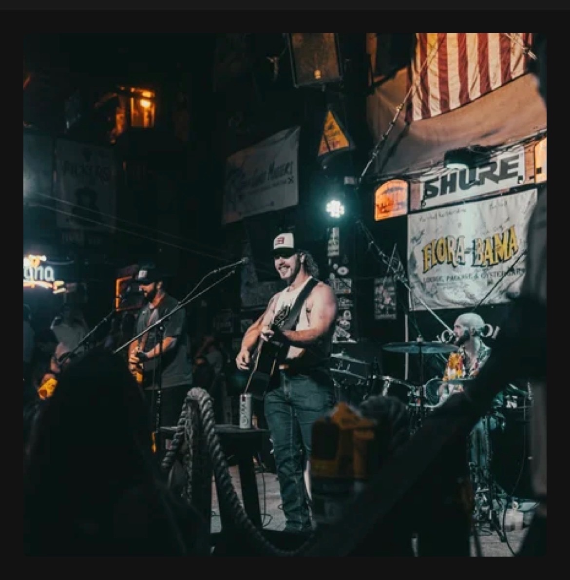 Live night with crowd in the foreground